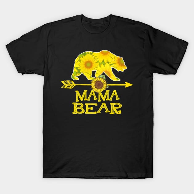 Mama Bear Sunflower T Shirt Funny Mother Father Gift T-Shirt by schaefersialice